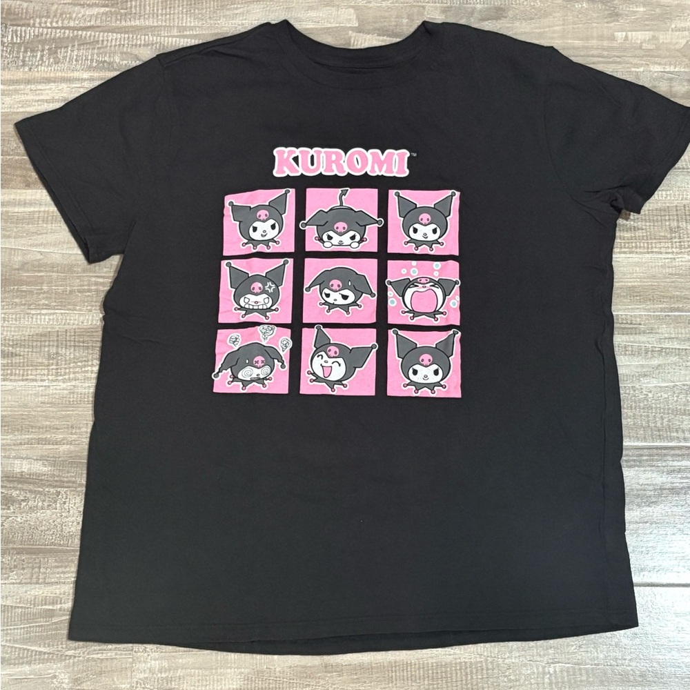 ! NEW ! Sanrio Kuromi Hello Kitty And Friends Faces Black T-Shirt